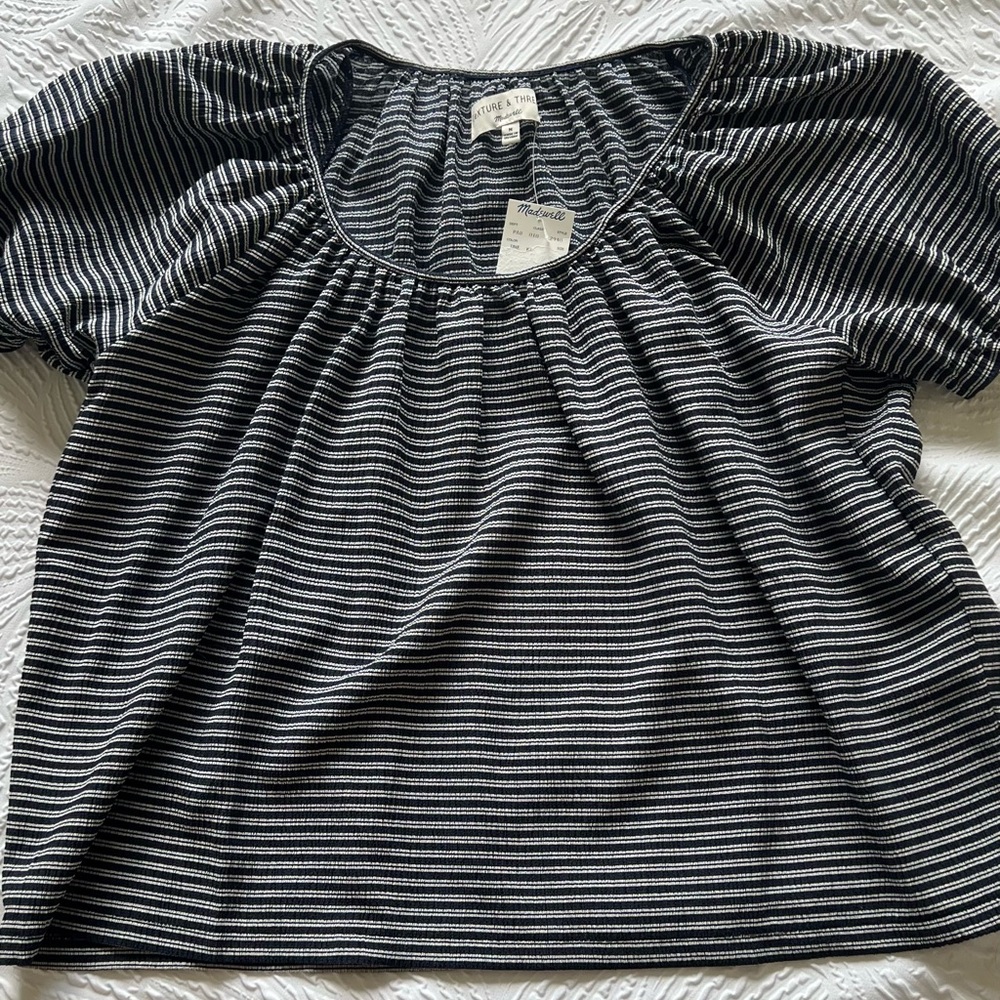 Madewell Texture & Thread Blue & White Striped Shirt NWT